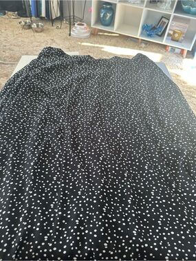 Polka Dot Maxi Skirt in Black and White — Flowy Women's Skirt